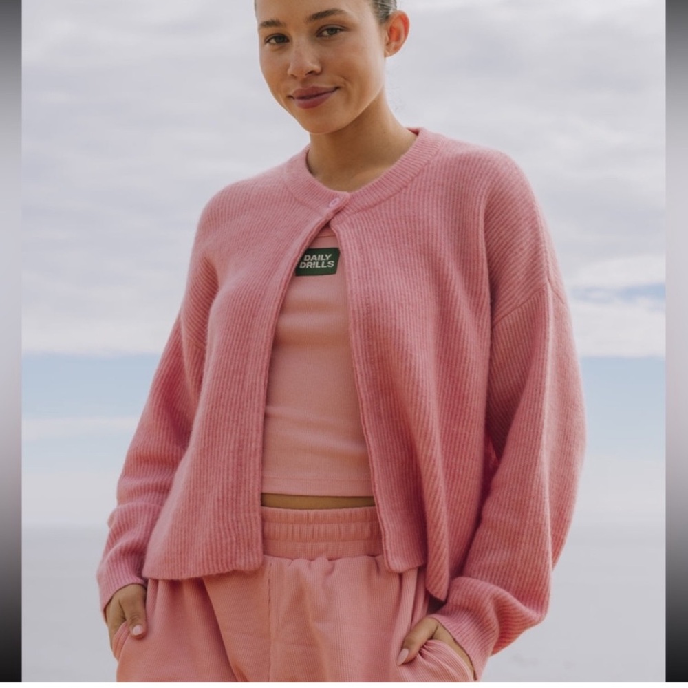 Daily Drills Single-Button Sweater in Dusty Rose XS/S